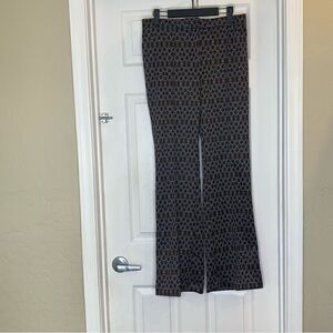 Truth Wide Leg Black Ground Vicuna/White Art Deco Pattern Pants Size 8